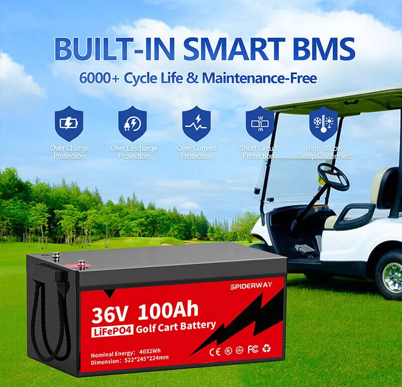 bateríaBatería de carro de golf36V/48V 100A LiFePO4 Batería 200A BMS 6000+Ciclo Carro de Golf Solar Off-Grid 9.68kW