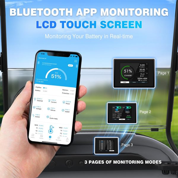 48V 105A LiFePo4 Golf AküsüGolf arabası aküsü48V 105AH LiFePo4 Golf Aküsü Lityum İyon Akü Bluethooth APP İzleme